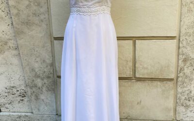 Abito Sposa Chiffon Bianco Stile Regency 1970