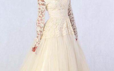 Abito da Sposa Pizzo e Tulle Avorio Lunghezza Caviglia 1950