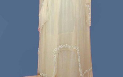 Abito Sposa Chiffon Ecru Ricami Perline Bianche con Scarpe 1910